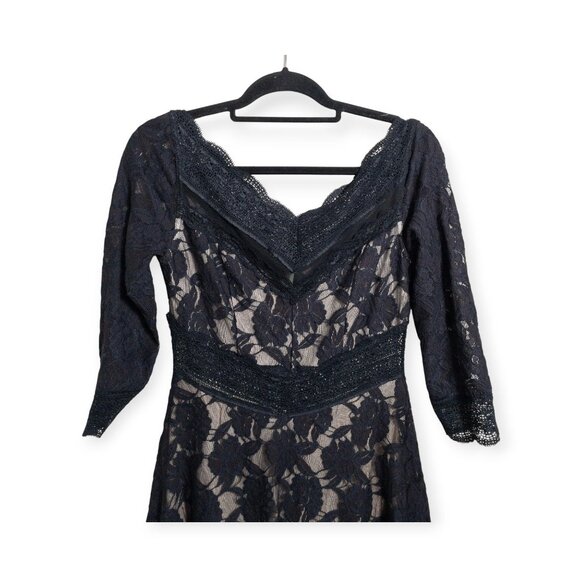 Free People Black Lace Floral A-Line Dress Cut Out  SZ M Goth Indie - Picture 4 of 10